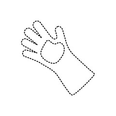 flat line uncolored  garden glove  sticker over white background  vector illustration