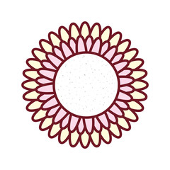 flat line colored flower over white background  vector illustration