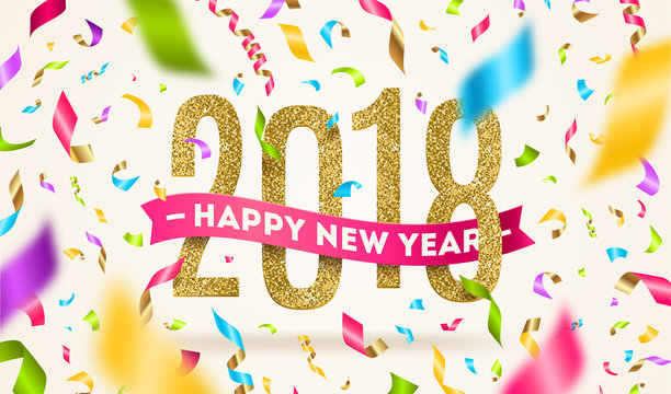 Happy New year 2018 greeting vector illustration