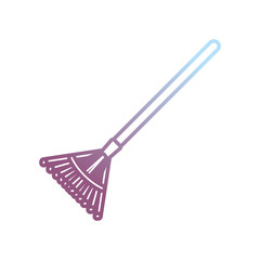 flat line colored rake over white  background vector illustration