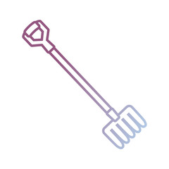 flat line  colored fork  over white background  vector  illustration