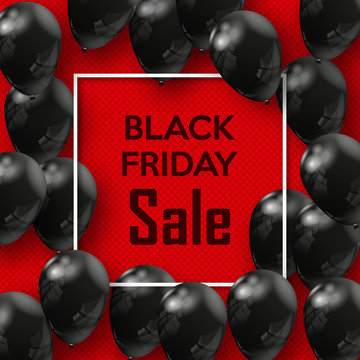 Black Friday. Banner for your design with balloons of the world day of sale. Vector illustration.