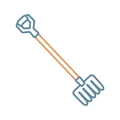 flat line  colored fork  over white background  vector  illustration