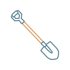 flat line   colored shovel over white background  vector illustration