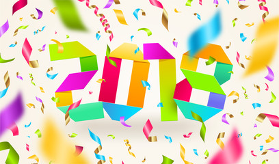 Fototapeta premium Happy New year 2018 greeting vector illustration.
