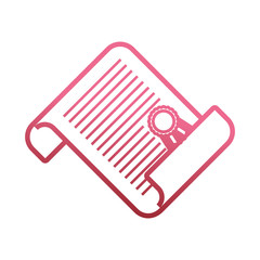 flat  line colored certificate of graduation over white background  vector illustration