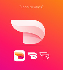 Letter D logo template. Vector abstract origami style. Application icon