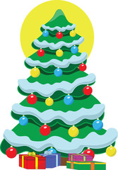 Векторное изображение елка новогодняя с подарками