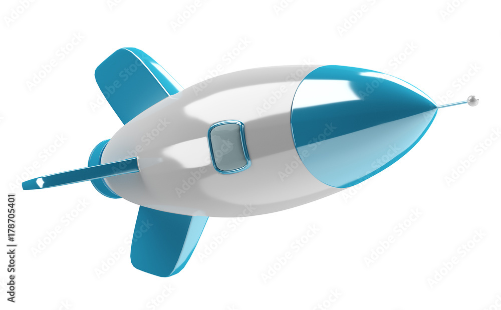 Poster Isolated modern digital rocket 3D rendering