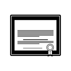 flat  line  monchromatic  certificate of graduation over white background  vector illustration