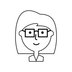 cartoon woman with glasses icon over white background vector illustration