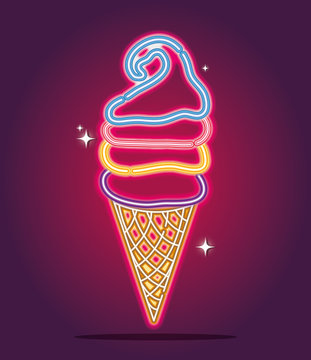 Naklejki ice cream neon sign decoration design