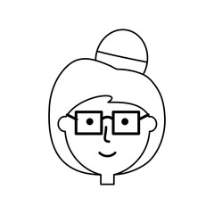 cartoon woman with glasses icon over white background vector illustration