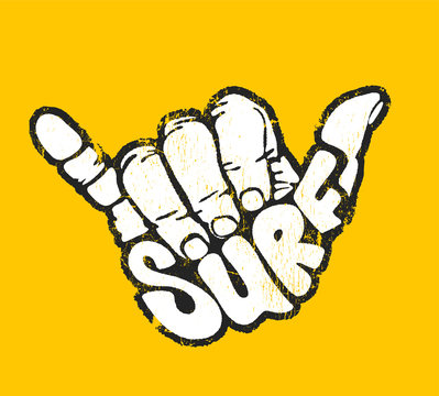 Surfing hand sign print