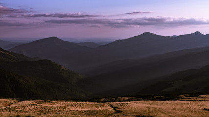 Beautiful view on trip over Rodna mountains at Romania country