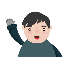 cartoon man with winter clothes icon over white background vector illustration