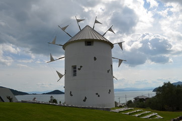 日本 四国 香川県 小豆島 道の駅 オリーブ公園 ギリシャ風車　Japan Shikoku Kagawa Syodo shima　Road Station olive park Greece windmill