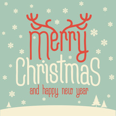 Christmas and new year flat design vector greeting card template.