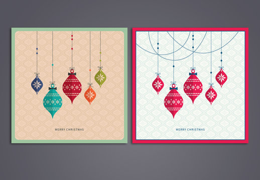 Christmas Card Set with Hanging Ornaments