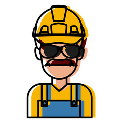 Construction worker cartoon icon vector illustration graphic design