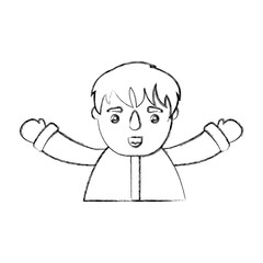 cartoon man with winter clothes icon over white background vector illustration