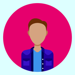 Avatar Profile Icon Male Faceless User On Colorful Round Background Flat Vector Illustration
