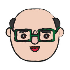 cartoon man with glasses icon over white background vector illustration