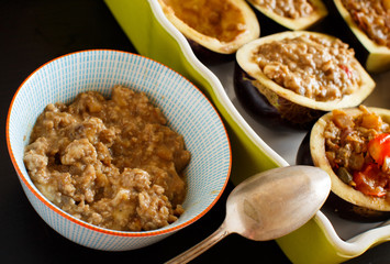 Preparing Stuffed eggplants