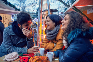 Friends On Christmas Market