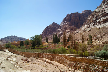 Garden of Saint Catherine's Monastery in the desert on the Sinai Peninsula, Egypt - one of the...