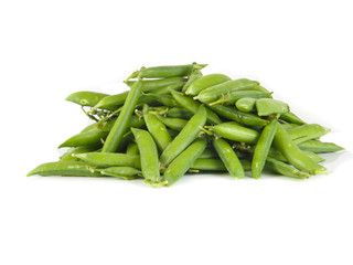 Fresh green peas isolated on a white background