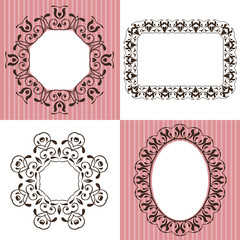 Set of floral frames for photo. Vintage vector frames.