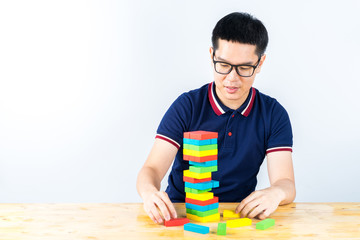 Fototapeta premium Colorful wood blocks stack game