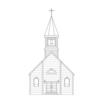 outlined church building with cross clip art preview