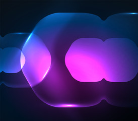 Blurred transparent hexagons on dark, digital abstract background