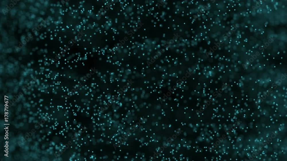 Poster moving a large number of points in a huge space. the cinematographic background. seamless loop.