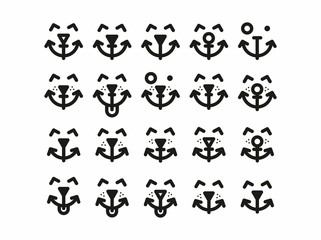 Modern vector professional sign logo faces dogs