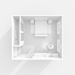 3d rendering of white bedroom