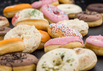 Fresh made Donuts (close-up shot)