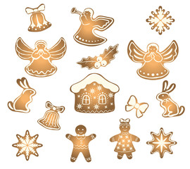 gingerbread cookies and figurines for Christmas and New Year