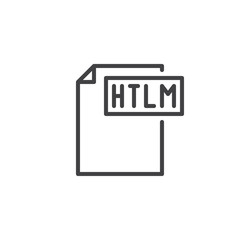 Html format document line icon, outline vector sign, linear style pictogram isolated on white. File formats symbol, logo illustration. Editable stroke