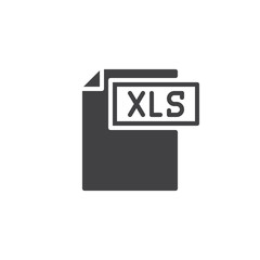 Xls format document icon vector, filled flat sign, solid pictogram isolated on white. File formats symbol, logo illustration.