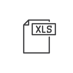 Xls format document line icon, outline vector sign, linear style pictogram isolated on white. File formats symbol, logo illustration. Editable stroke