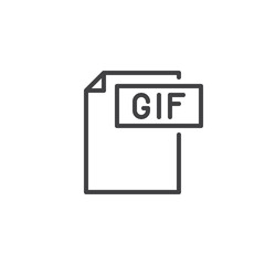 Gif format document line icon, outline vector sign, linear style pictogram isolated on white. File formats symbol, logo illustration. Editable stroke