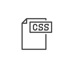 Css format document line icon, outline vector sign, linear style pictogram isolated on white. File formats symbol, logo illustration. Editable stroke