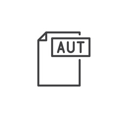 Aut format document line icon, outline vector sign, linear style pictogram isolated on white. File formats symbol, logo illustration. Editable stroke