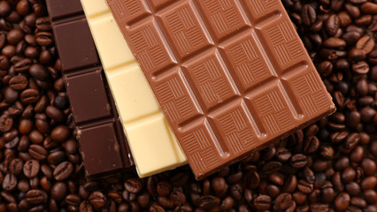 coffee bean and chocolate bar