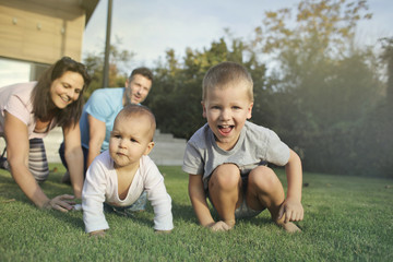 Playing in the backyard