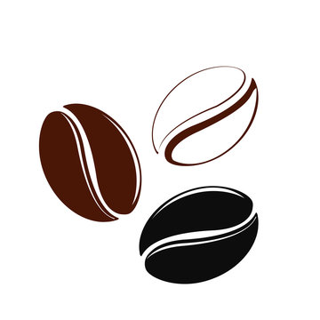 Icon of coffee beans on white background. Vector illustration