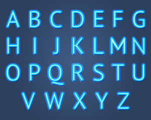 Realistic Detailed 3d Neon Lights Signs Set. Vector